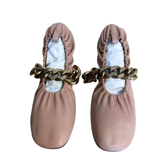 Stella McCartney Falabella Faux Leather Pink Chain Ballet Flats 37.5 - Picture 4 of 12